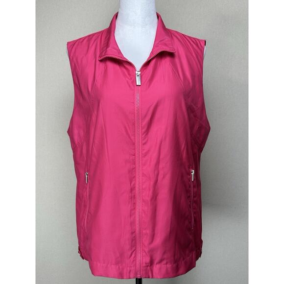 Liz Claiborne Womens Sz XL Pink Solid Sleeveless Zip Up Vest - Picture 1 of 16